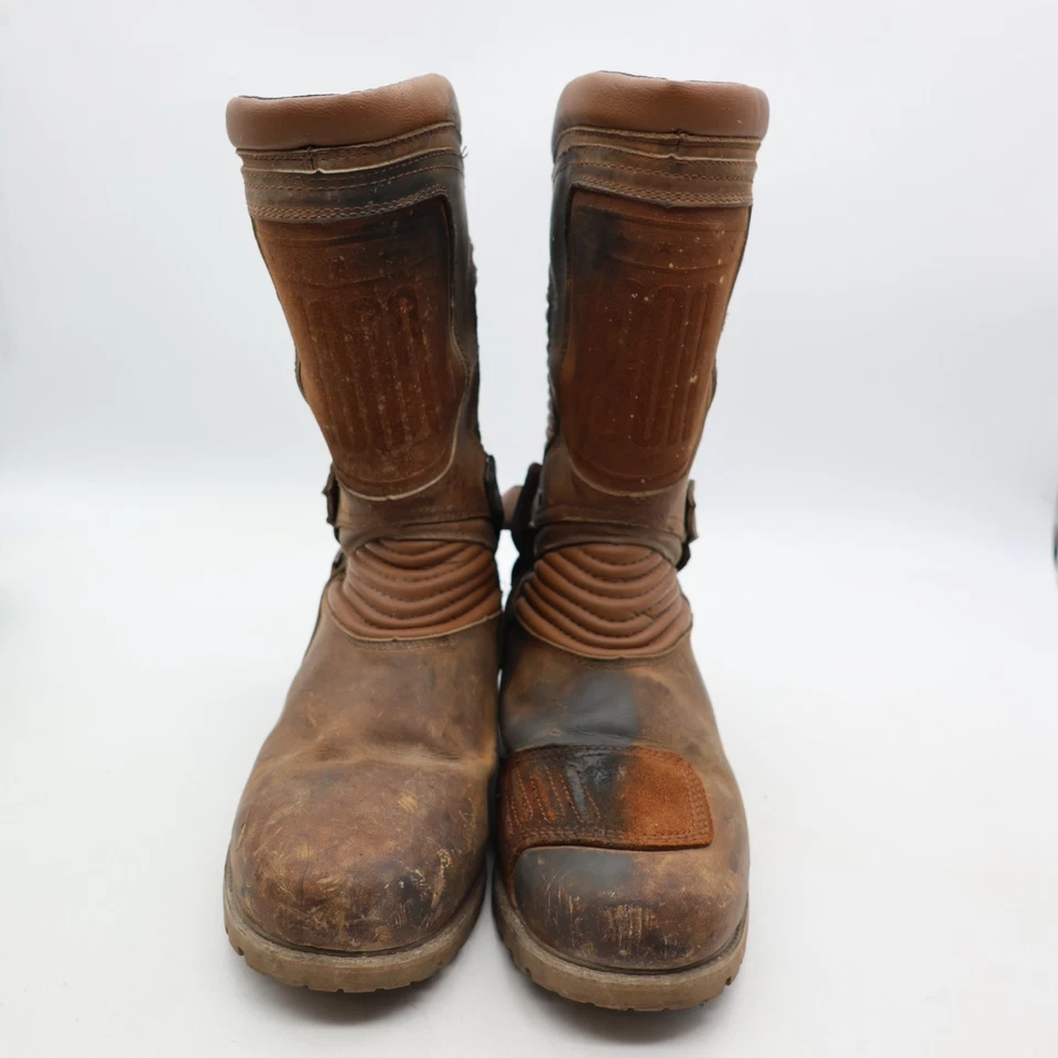 Botas de motocicleta Icon-Prep 1000 para hombre talla 12 de cuero marrón para hombre Foto 2 de 4