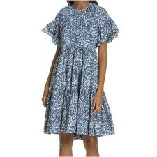 Ulla Johnson Rosemarie Dress Womens Size 4 Blue A-Line Boho Geometric Batik 