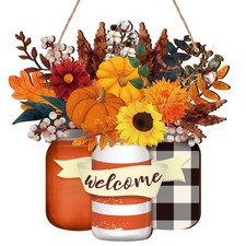 Spiareal Fall Decor Wood Fall Door Sign Pumpkin Thanksgiving Welcome Sign for...