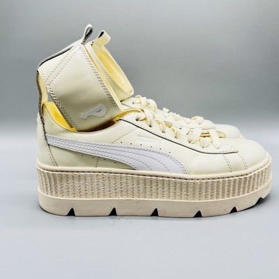 Puma Fenty Creeper Shoes Womens 11 White Patent Leather Platform