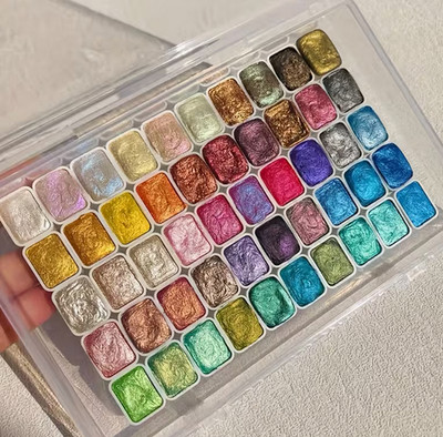 60 Metallic Aquarellfarben Set | Perlglanz Schimmer Aquarelle für Künstler