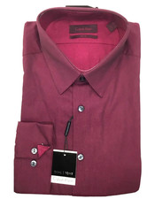 Calvin Klein Mens Slim Fit Dress Shirt in Red Sz 16-16.5, 34-35
