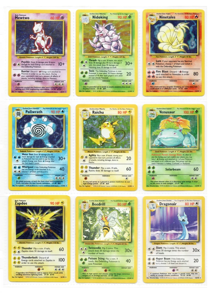 Complete Pokemon Base Set 102/102 1999 WotC LP w/ Some Shadowless & 1st Edition - Image 3 of 4