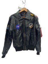 Alpha Industries Nasa/Patch/Tsukihagi Design/Flight Jacket/S/Leather/Blk 3894