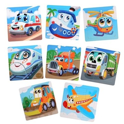 Wooden Puzzles for Toddlers 2-4, 9 Pieces Jigsaw 8-piece Transportation Puzzle