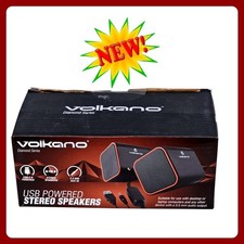 Volkano Diamond Series Stereo Speakers USB Powered Red Black PC Laptop Audio New