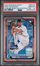 2024 BOWMAN DRAFT CHROME-ROSE GOLD REFRACTOR #BDC92 TREY YESAVAGE 1/10 PSA 10