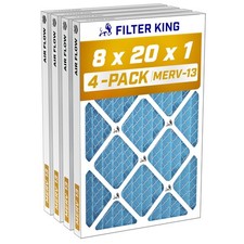 Filter King 8x20x1 Air Filter MERV 13, AC Furnace Filters 4-Pack