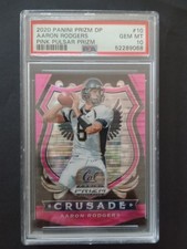 2020 Aaron Rodgers Prizm Draft Pick Crusade Pink Prizm Card #10!PSA Gem MINT 10!