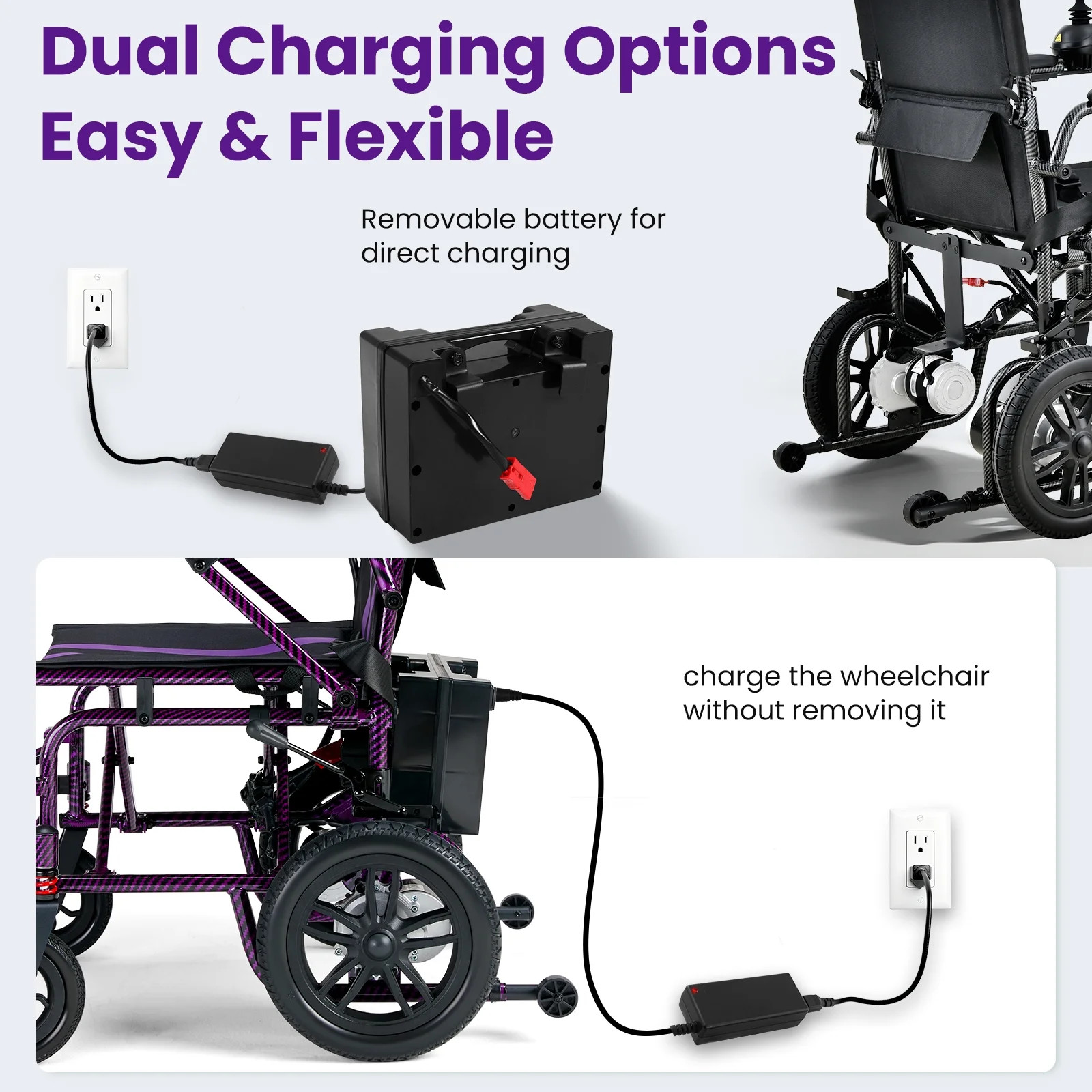 HOVERHEART 4-Wheel Foldable Travel Electric Wheelchair & Mob
