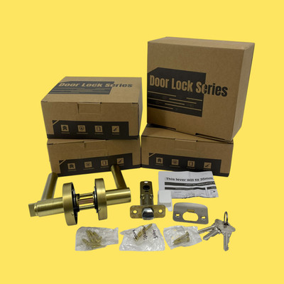 Lot of 4 Gaurqiah Entry Door Lever Single Cylinder Deadbolt Lock #NO4785