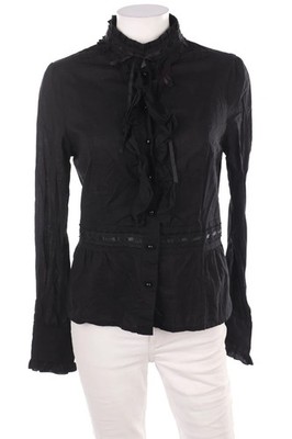 papaya Bluse Rüschen Volants Baumwolle UK 14 = D 40 schwarz