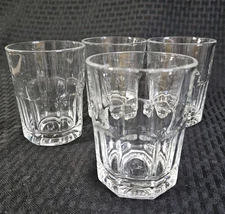 4 Libbey Crisa Rocks Glass Clear Lowball Tumblers 10oz Barware 8 Panels Octagon