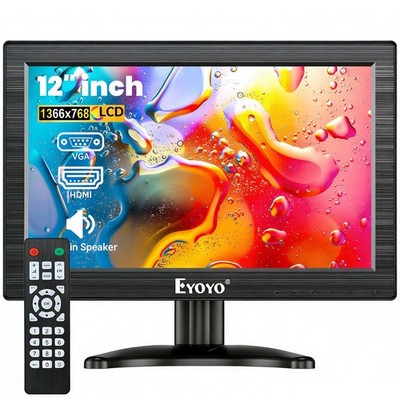 12 Zoll LCD HDMI Monitor 1366x768 Bildschirm Mini PC Display mit AV/HDMI/BNC/VGA