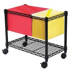 Mobile Wire File Organizer Steel Letter Size Rolling File Cart Black Office
