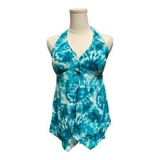 Kim Gravel x Swimsuits For All Hanky Halter Tankini Top Tahiti Tie-Dye   Size 12