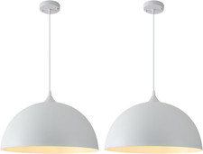 Modern White Pendant Lights for Kitchen Island - 16 Inch, 2 Pack