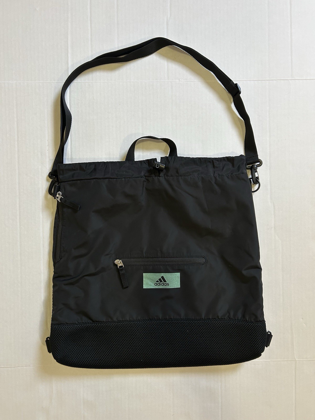 adidas Black Shoulder Bag Adjustable Strap Zip Closure Front Pocket Sports