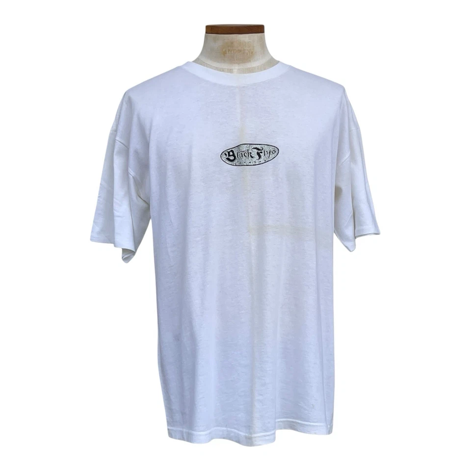 Camiseta De Colección BLACK FLYS Para Hombres XL Gafas Brillo Logo Cuello Redondo Patín RARA Foto 3 de 4
