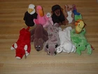 VINTAGE TY BEANIE BABIES LOT OF 9 + 1 TONKA POUND PUPPY