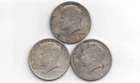 3 X 1964 90% SILVER! Circulated Kennedy Half Dollars Fifty Cent Coins “AS-IS”