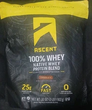Ascent, 100% Whey Protein Blend, Chocolate, 1 lbs 32 oz