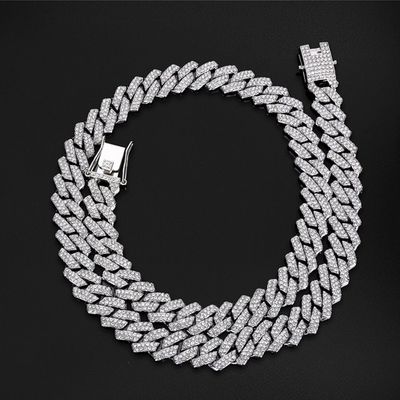 #ad #ad White Gold Plated Iced CZ Out Cuban Link Bracelet Chain 14MM Cuban Necklace $21.83