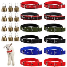 12 Pack Goat Collars with Bells, Adjustable Nylon Sheep Collar with Anti-Lost