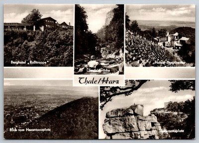 RPPC c1960s Multi-View Thale Harz Hexentanzplatz and Bergtheater GDR Postcard