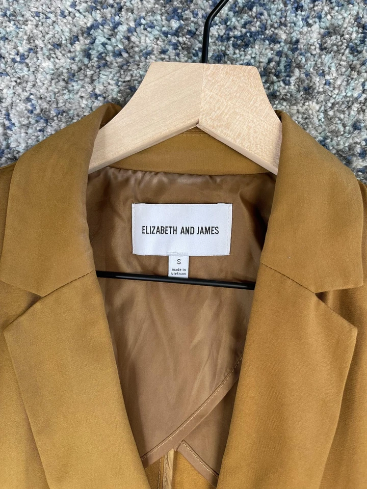 Blazer Elizabeth and James Mujer Pequeño Marrón Camel Doble Pecho Elástico Foto 4 de 4