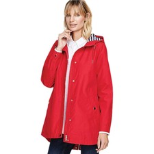 Ellos Women's Plus Size 2xl Red Hooded Raincoat Waterproof Nautical