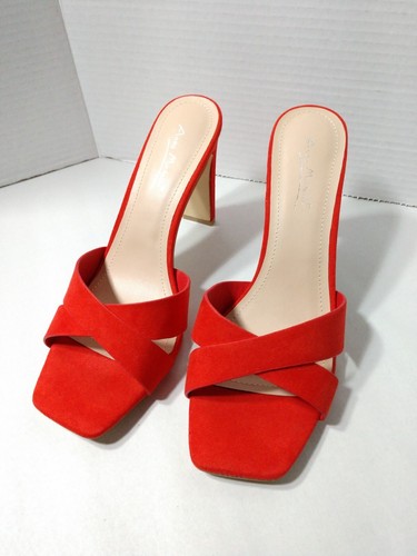 Anne Michelle Sandals Heels Women's 8.5 Red Cross Strap WITCHER - Picture 11 of 11