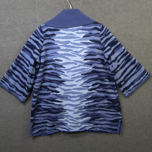 Isaac Mizrahi Live Cardigan Womens 1X Open Sweater 3/4 Sleeve Blue Zebra Stripes - Picture 7 of 12
