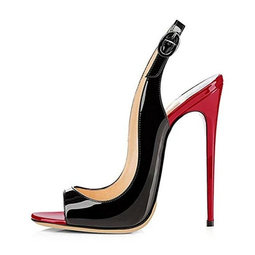 Mujeres Sandalias Peep Toe Tacones de aguja Tacón alto Hebilla Correa Cóctel Fiesta Zapatos L - Imagen 10 de 21