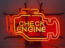 17" Check Engine Work Neon Sign Light Display Wall Handmade Artwork Gift Bar QL