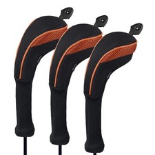 3 Pack Long Neck Golf Hybrid Club Head Covers Dial No. Tag CTMT-01 Black/Orange