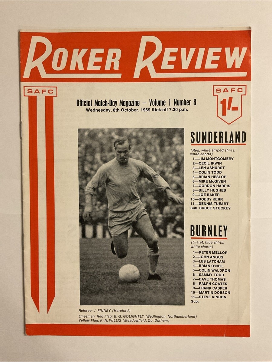 Sunderland v Burnley, 8th October 1969 UK