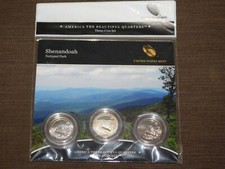 US MINT 3 COIN SET 2014 AMERICA THE BEAUTIFUL QUARTERS SHENANDOAH  VIRGINIA