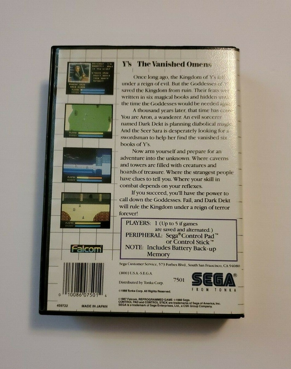 Ys: The Vanished Omens SMS (Sega Master System, 1988) COMPLETE CIB