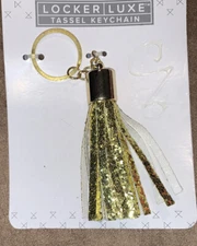 GOLD SHIMMERING TASSEL BAG CHARM KEYRING SUPER CUTE!!