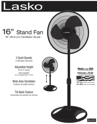 16'' Oscillating Pedestal Stand 3-Speed Fan Indoor Durable Air Cooling Fans 