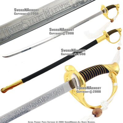 Gold Color USMC Marine Corps Dress Uniform Officer NCO Sword Saber