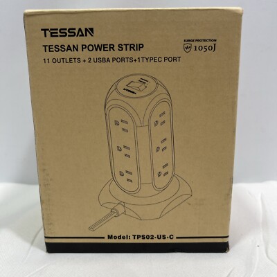 Tessan Power Strip, 11 Outlets + 2 USBA Ports + 1 Type C Port #TPS02-US-C ~ NEW