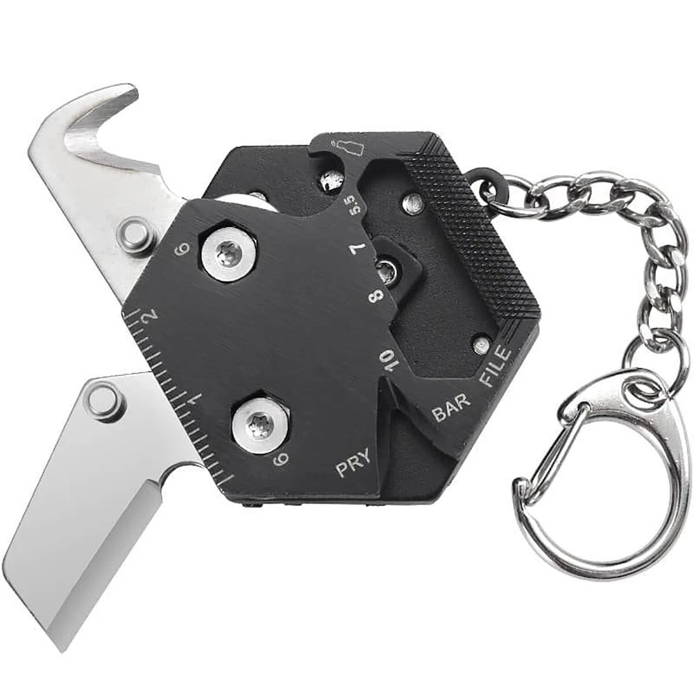 Multi Tool Folding Mini EDC Knife Outdoor Pocket Screwdriver Allen Wrench Ruler