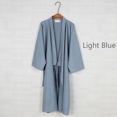 hommes japonais KIMONO YUKATA long peignoir pyjama Ceinture robe en coton - Foto 8 di 18