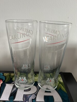 2 x Genuine Carling Lager Pint Glasses - New + Unused - 2014 Edition - Man Cave