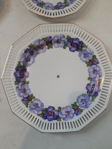 Vintage Bavaria Schumann Arzberg Germany 3 Tier Server Ceramic Purple Flowers - Picture 7 of 10