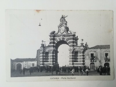 POSTCARD CATANIA SICILY PORTA GARIBALDI ANIMATED LANDSCAPE