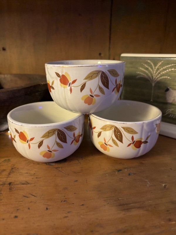 VINTAGE HALL, JEWEL TEA, MID-CENTURY AUTUMN LEAF, CUSTARD or BERRY CUPS Lot#1