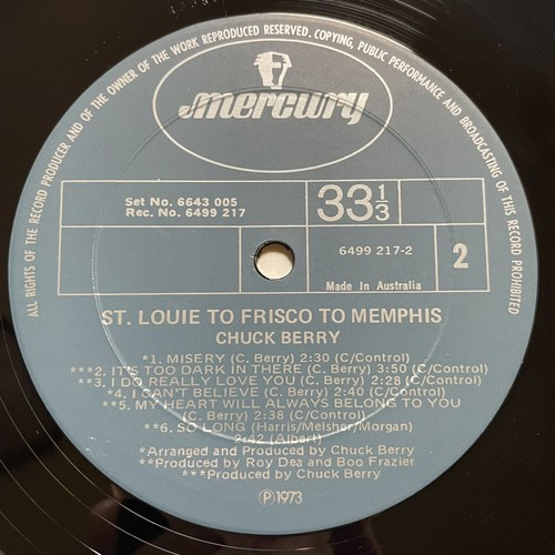 Chuck Berry St Louie To Frisco To Memphis Vinyl Record 2x 12” 33RPM Mercury 1973 - Picture 10 of 24